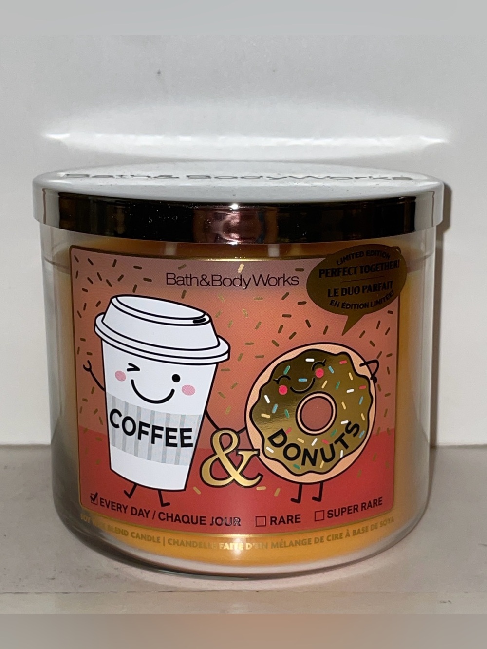 Bath & Body Works Coffee & Donuts Scented Candle 3 Wick Limited Edition New